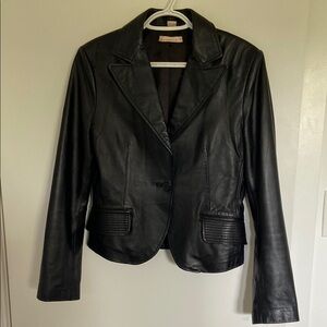 Elegant Black Leather Blazer Jacket